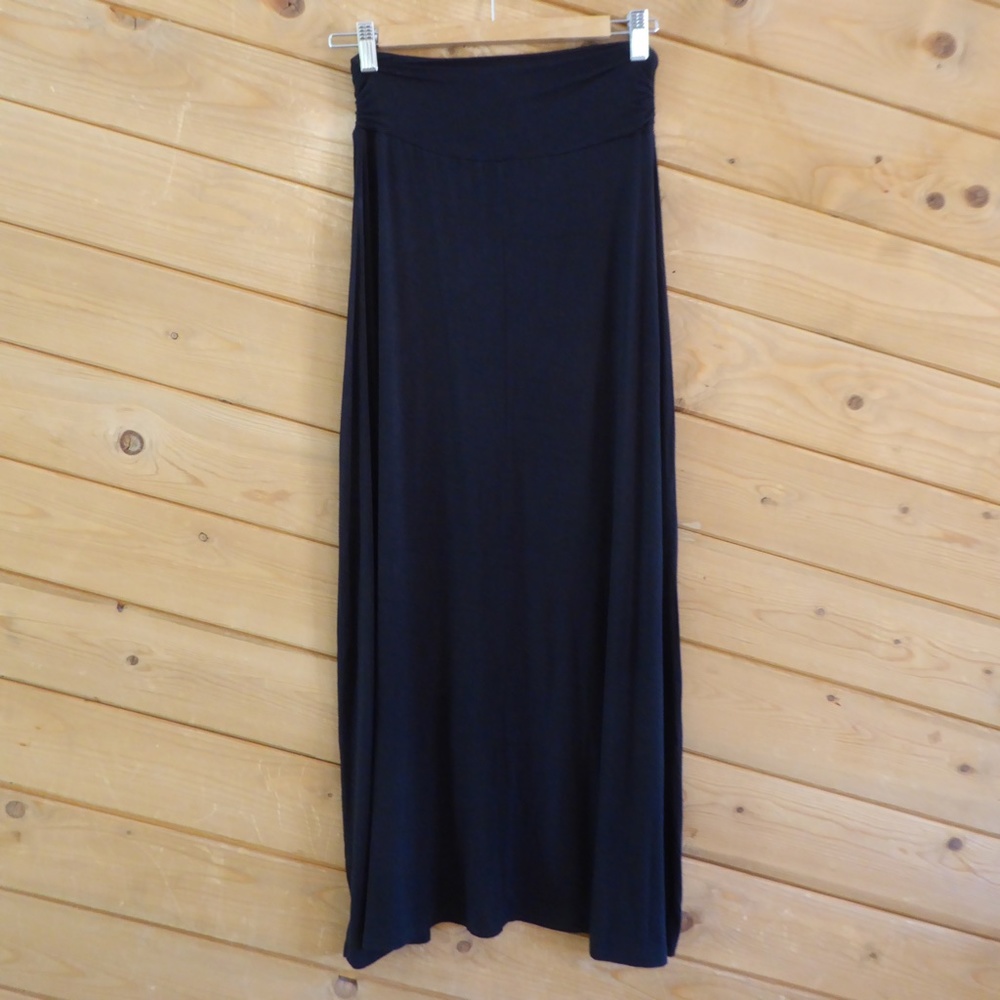 Merona Solid Black Waistband Pull On Maxi Long Jersey Skirt Size S or M